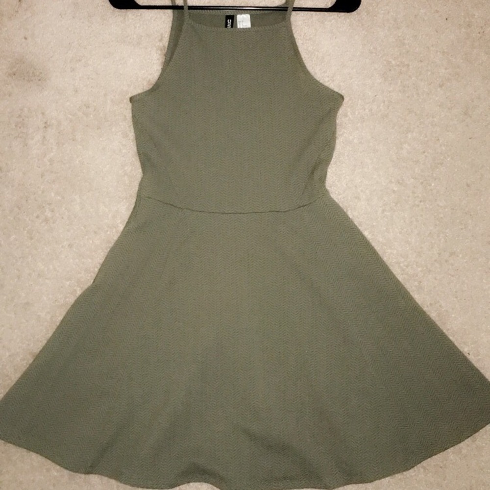 H&M Navy Green Skater Dress